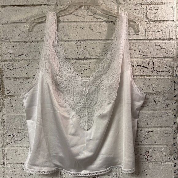 Vintage Adonna White Lace Slip Top Nylon 46 - Picture 1 of 9